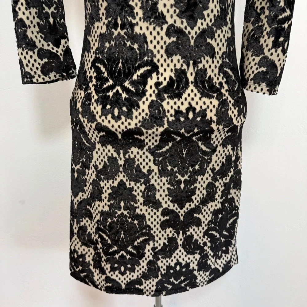 Free People Velvet‎ Burnout Lace Mini Dress Black Cream Dark Feminine Gothic S
